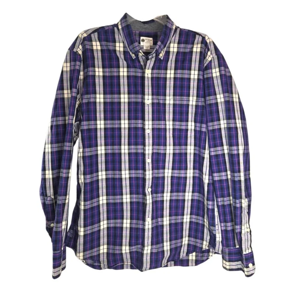 J. Crew Shirting's Men's Washed Tartan Plaid Long Sleeve Button Down Shirt
